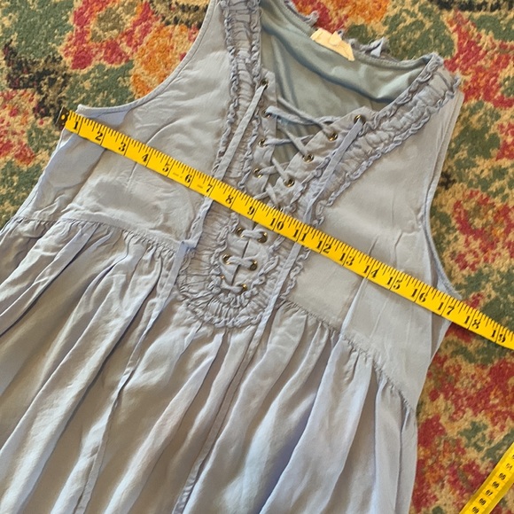 ENTRO Blue Sleeveless Tie Neck Tunic Top S - Picture 5 of 7